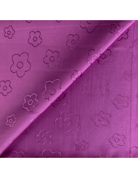 Doublure jacquard acétate & viscose - Fleur violet