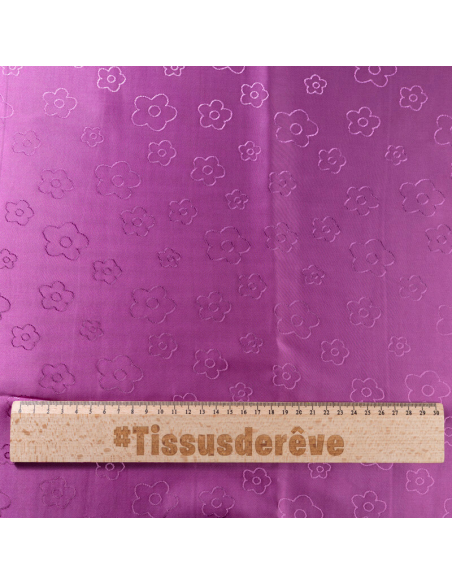 Doublure jacquard acétate & viscose - Fleur violet