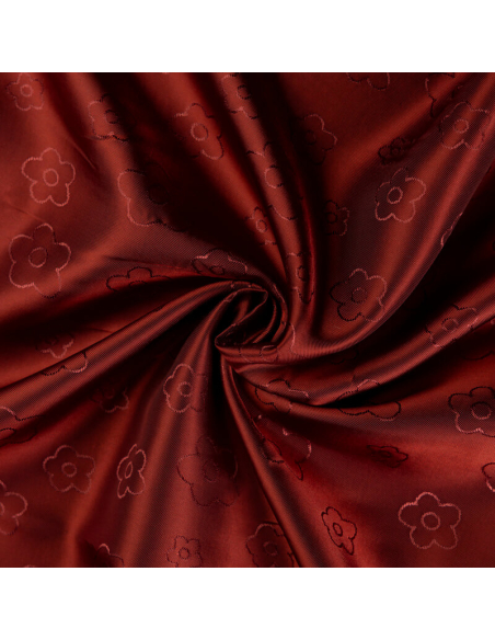 Doublure jacquard acétate & viscose - Fleur acajou
