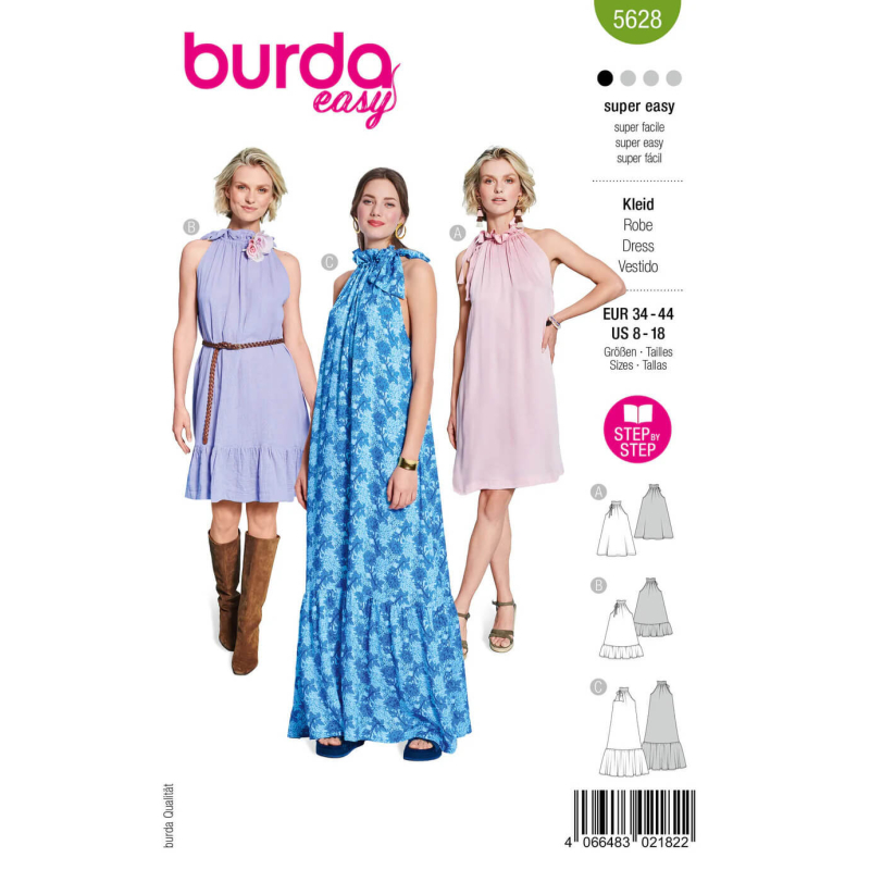 Patron Burda 5628 - Robe élégante à...
