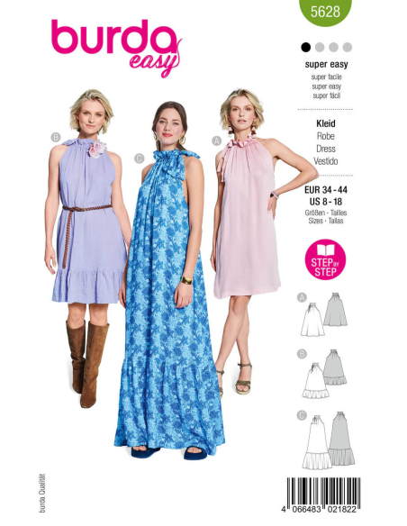 Patron Burda 5628 - Robe élégante à coupe structurée