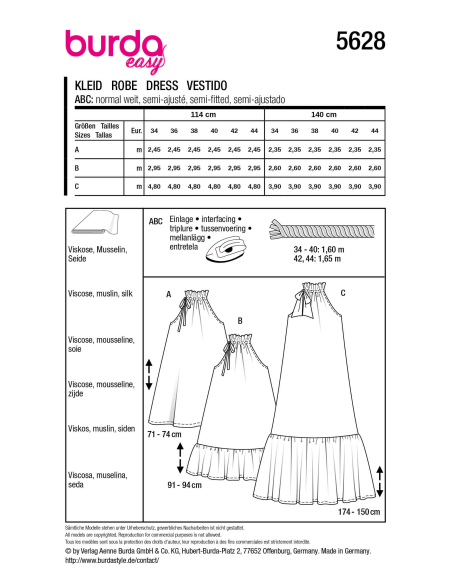 Patron Burda 5628 - Robe élégante à coupe structurée