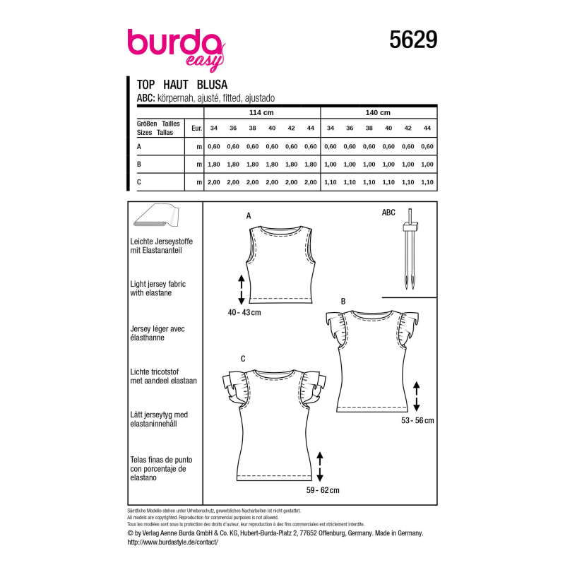 Patron Burda 5629 - Top femme facile...