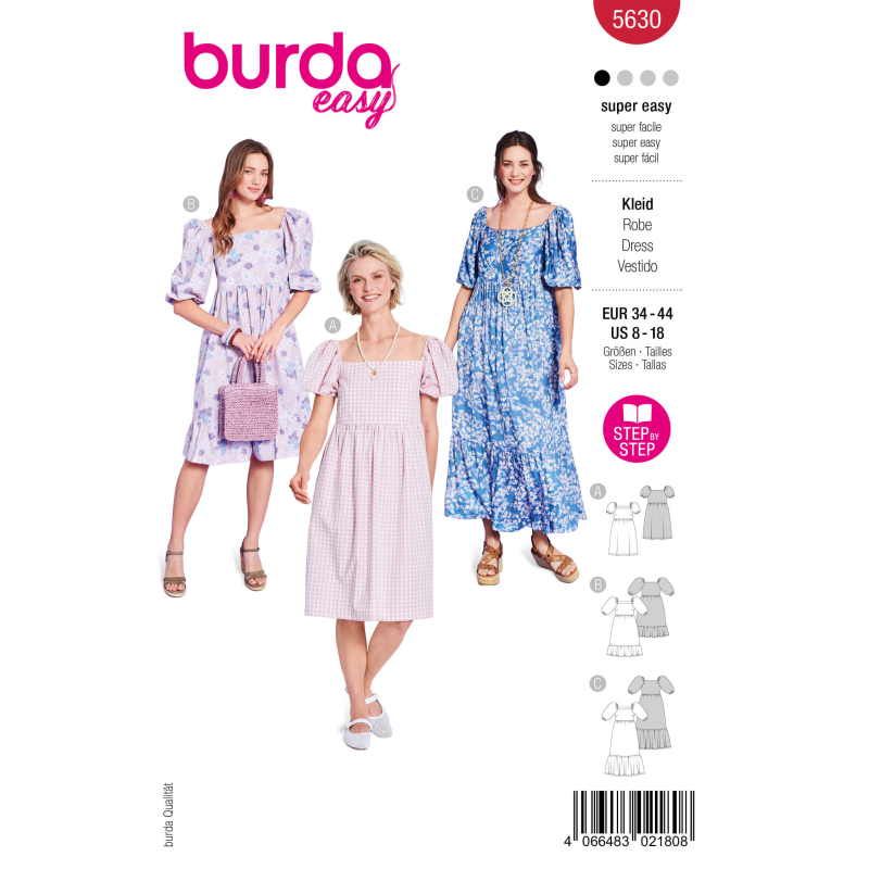 Patron Burda 5630 - Robe femme facile...