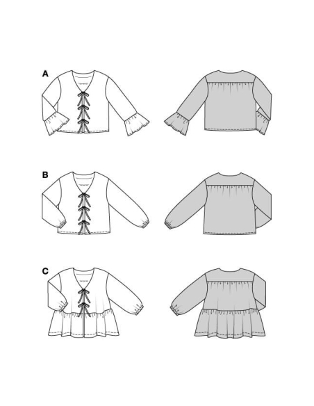 Patron Burda 5632 - Blouse femme facile à coudre, style bohème et manches ballon