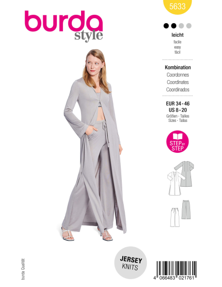 Patron Burda 5633 - Veste et pantalon femme décontractés, ensemble confortable à coudre
