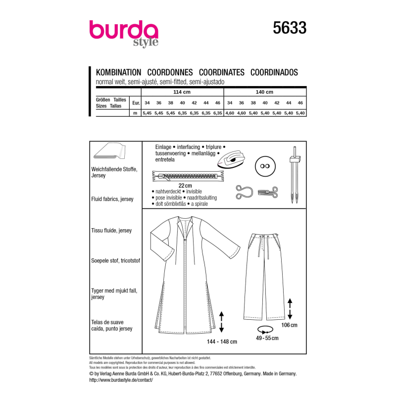 Patron Burda 5633 - Veste et pantalon...