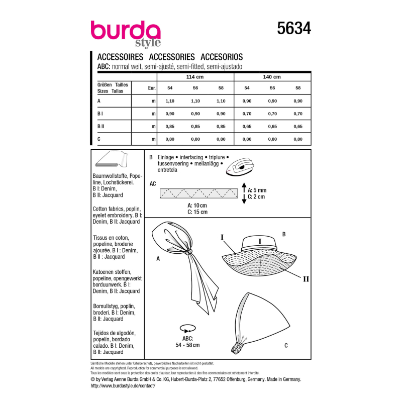 Patron Burda 5634 - Accessoires femme...