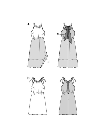 Patron Burda 5635 - Robe femme estivale à bretelles avec nœuds réglables