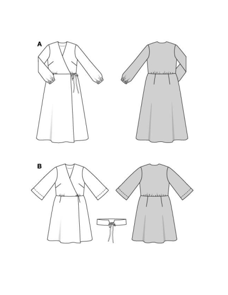 Patron Burda 5637 - Robe femme élégante à variations d’encolures et de manches