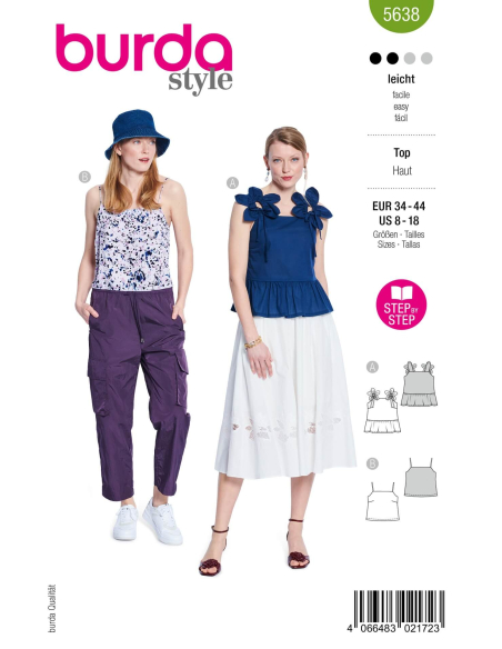Patron Burda 5638 - Top femme à bretelles avec basque