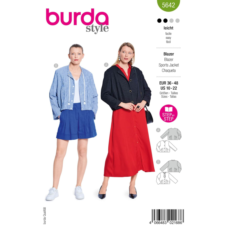 Patron Burda 5642 - Veste courte et...