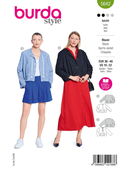 Patron Burda 5642 - Veste courte et blouson femme élégants