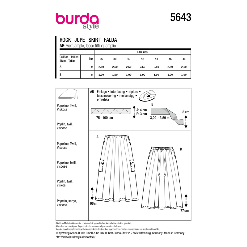 Patron Burda 5643 - Jupe femme...