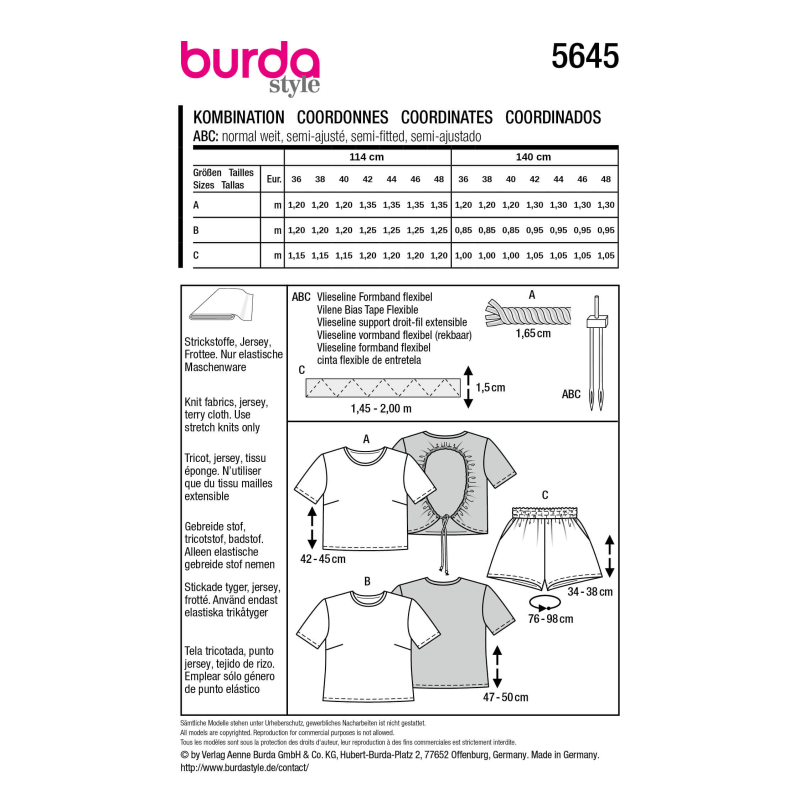 Patron Burda 5645 - Ensemble top et...