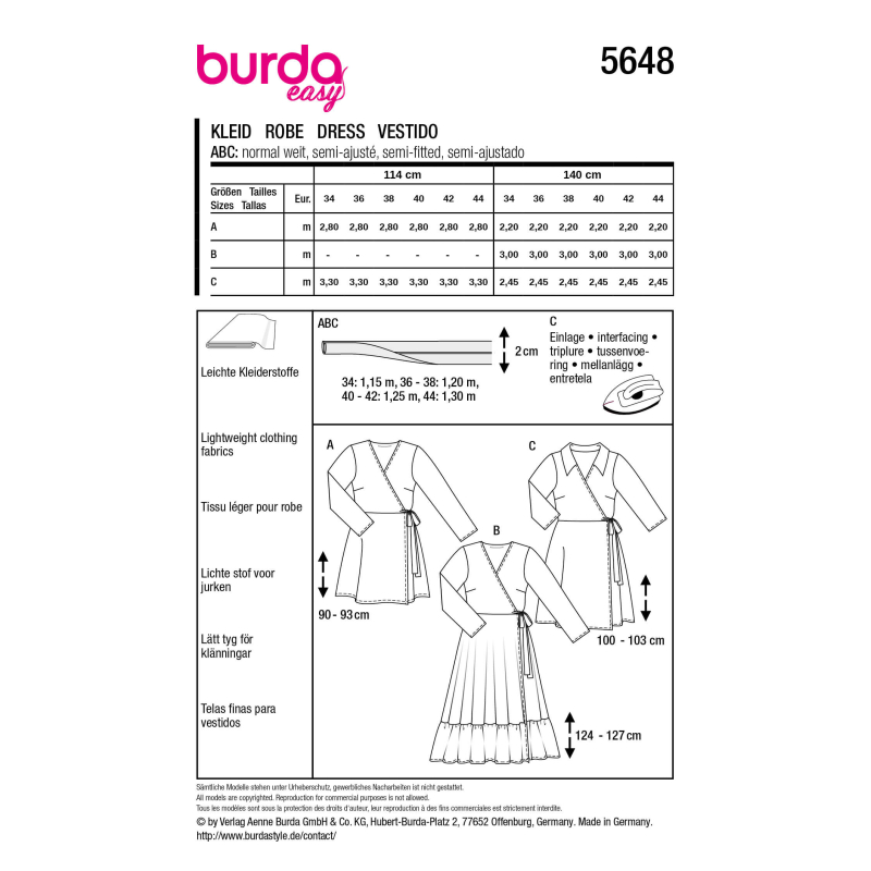 Patron Burda 5648 - Robe portefeuille...