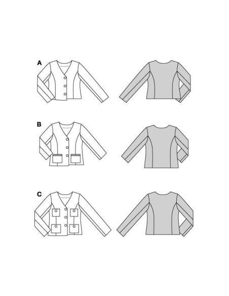 Patron Burda 5649 - Veste femme type blazer sans col élégant
