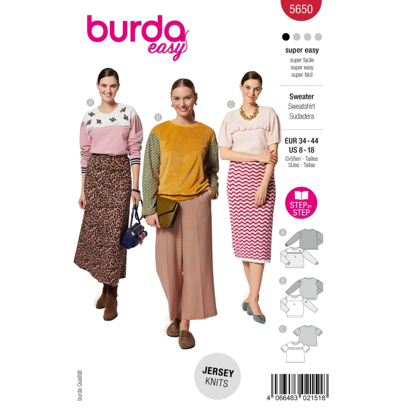 Patron Burda 5650 - Sweat-shirt femme...