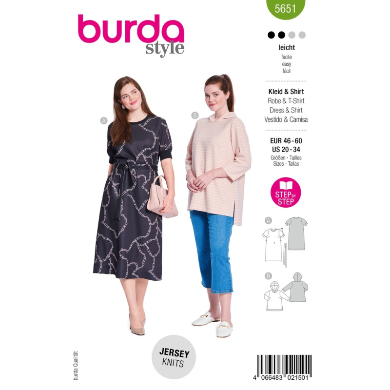 Patron Burda 5651 - Robe t-shirt et...