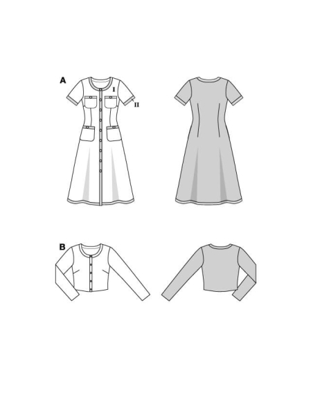 Patron Burda 5652 - Robe et cardigan femme en maille élégante
