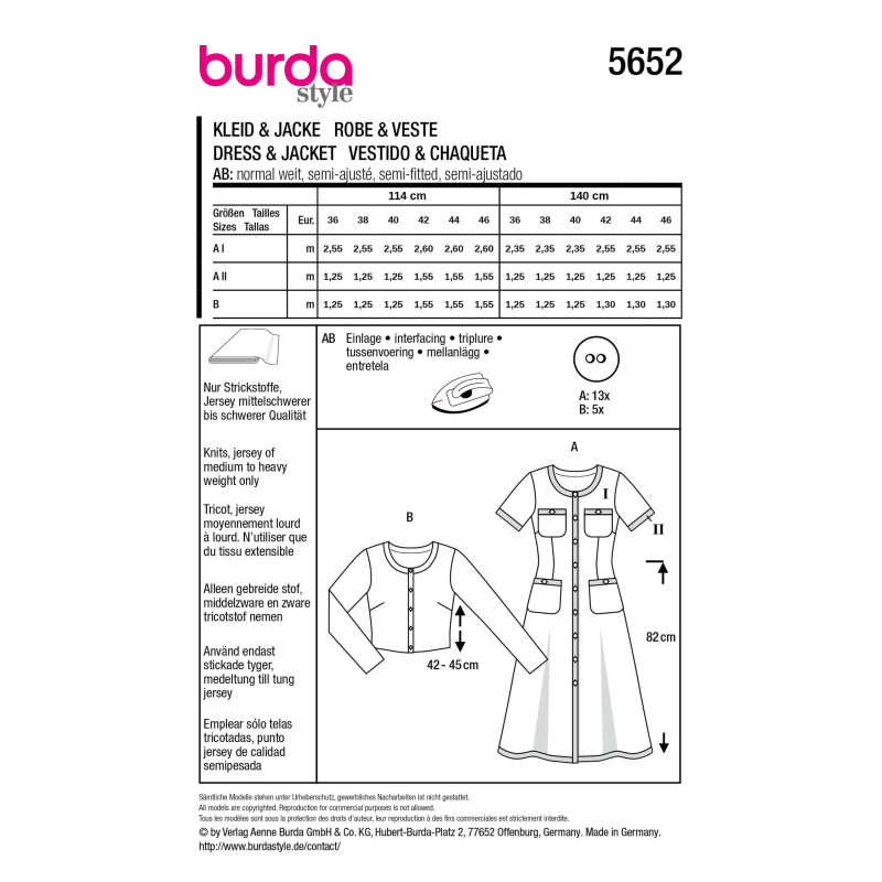 Patron Burda 5652 - Robe et cardigan...