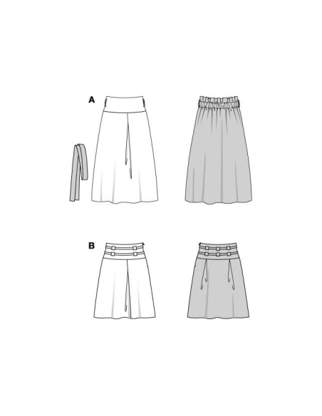 Patron Burda 5653 - Jupe femme taille haute à plis élégants