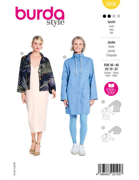 Patron Burda 5656 - Parka et blouson femme modernes
