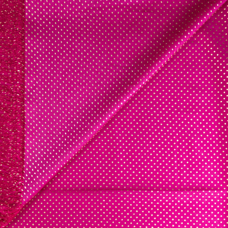 Panneau voile 100% viscose – Pois dorés fuchsia