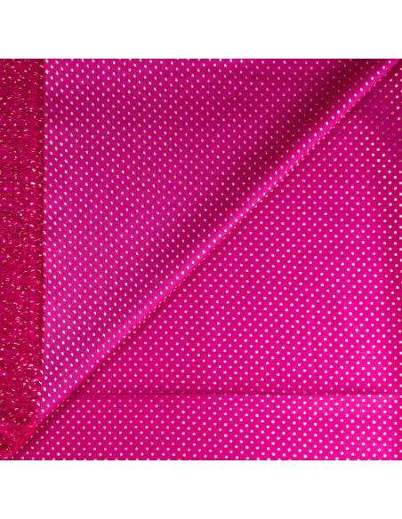 Panneau voile 100% viscose – Pois dorés fuchsia