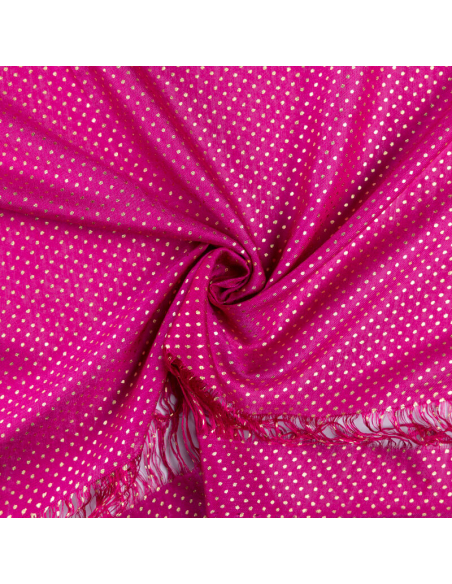 Panneau voile 100% viscose – Pois dorés fuchsia