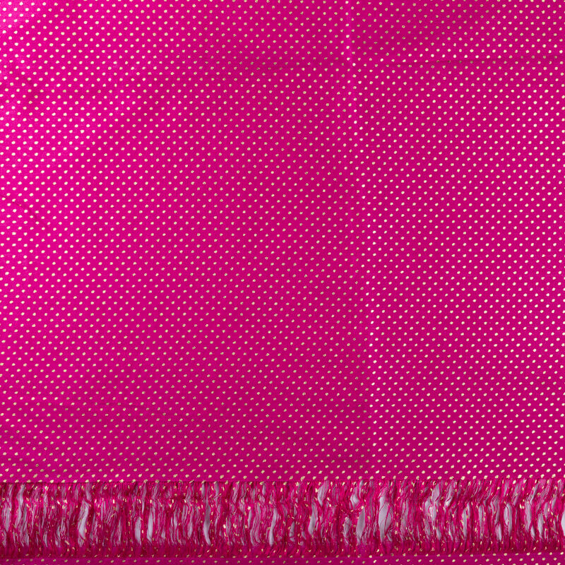 Panneau voile 100% viscose – Pois dorés fuchsia
