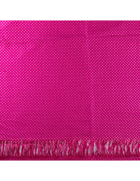 Panneau voile 100% viscose – Pois dorés fuchsia