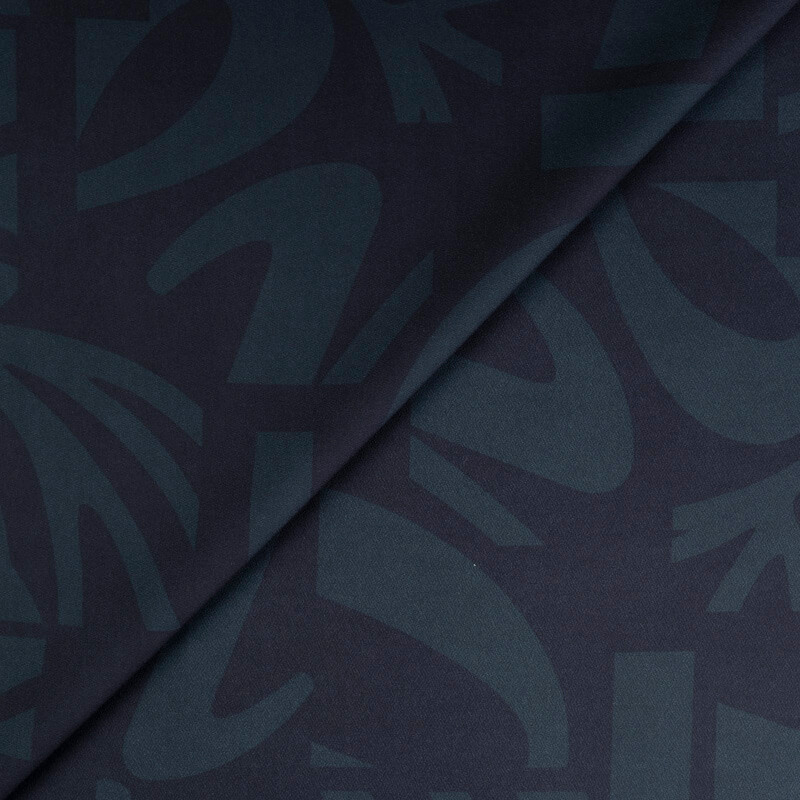 Crêpe lourd – Motif abstrait bleu nuit