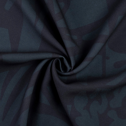 Crêpe lourd – Motif abstrait bleu nuit 2