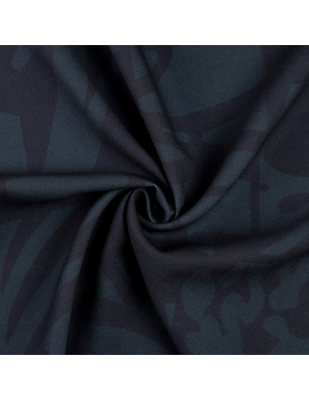 Crêpe lourd – Motif abstrait bleu nuit