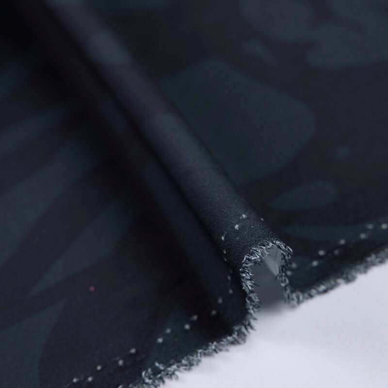 Crêpe lourd – Motif abstrait bleu nuit