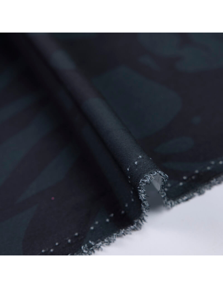 Crêpe lourd – Motif abstrait bleu nuit