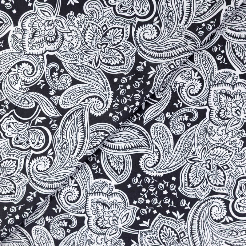 Étoffe 100% viscose – Cachemire noir...