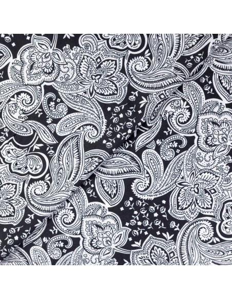 Étoffe 100% viscose – Cachemire noir & blanc