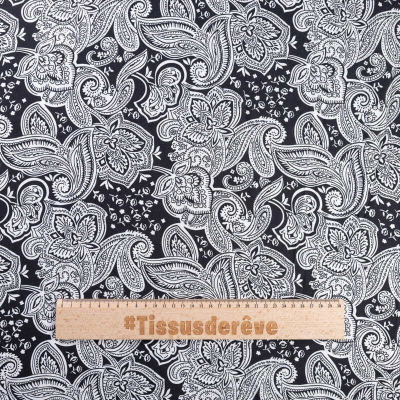 Étoffe 100% viscose – Cachemire noir...