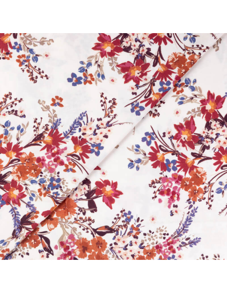 Étoffe 100% viscose – Bouquet champêtre