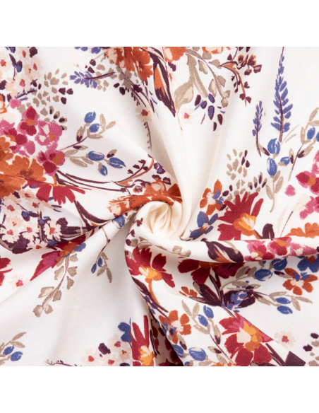 Étoffe 100% viscose – Bouquet champêtre