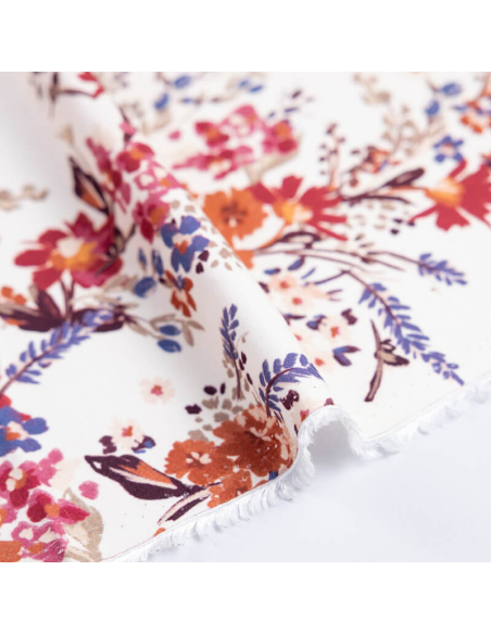 Étoffe 100% viscose – Bouquet champêtre