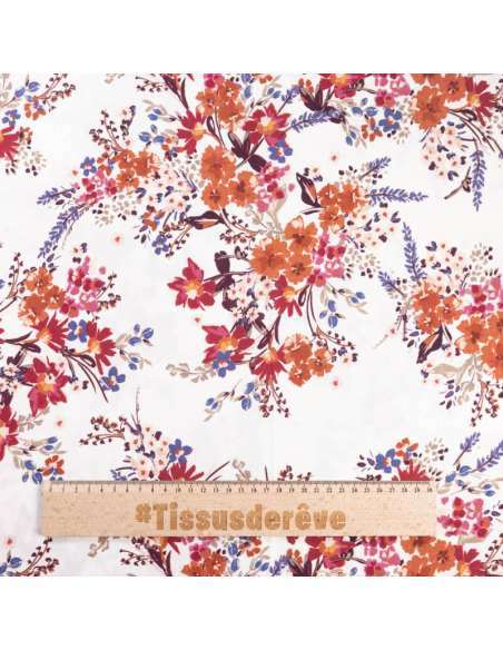 Étoffe 100% viscose – Bouquet champêtre