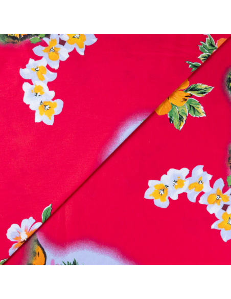 Jersey 100% coton – Île tropicale rose