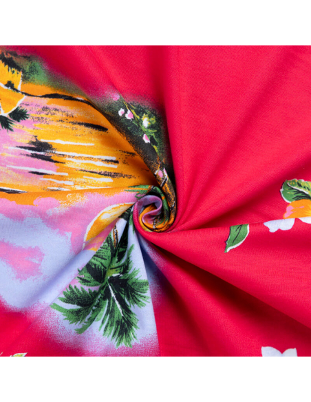 Jersey 100% coton – Île tropicale rose