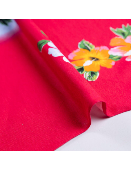 Jersey 100% coton – Île tropicale rose