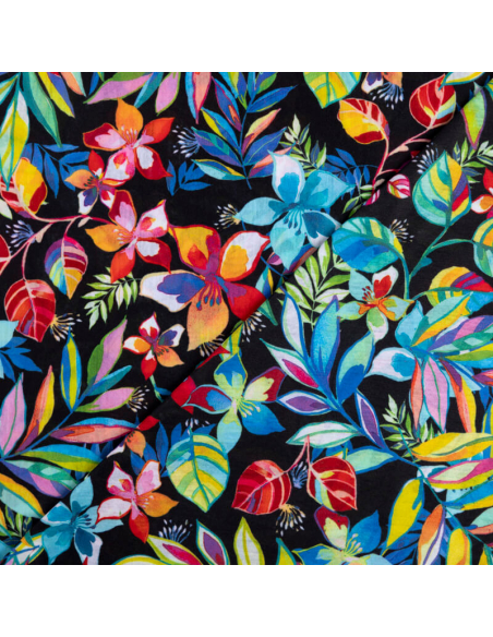 Jersey imprimé – Fleurs tropicales multicolores