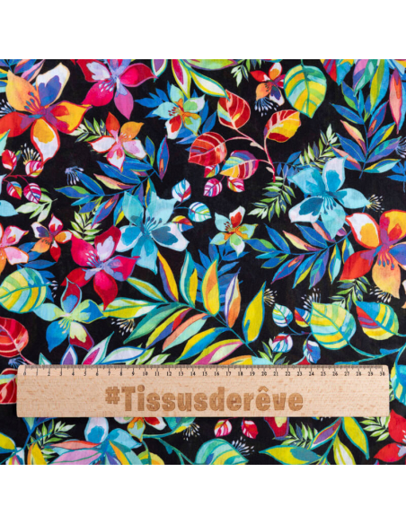 Jersey imprimé – Fleurs tropicales multicolores