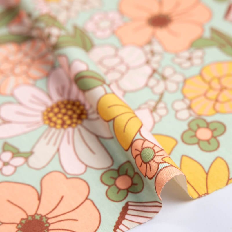 Jersey imprimé – Fleurs rétro pastel